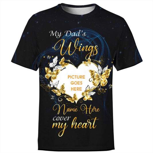 Personalized Memorial Shirt My Dad Mom Wings Cover My Heart For Daughter Son Custom Memorial Gift M602