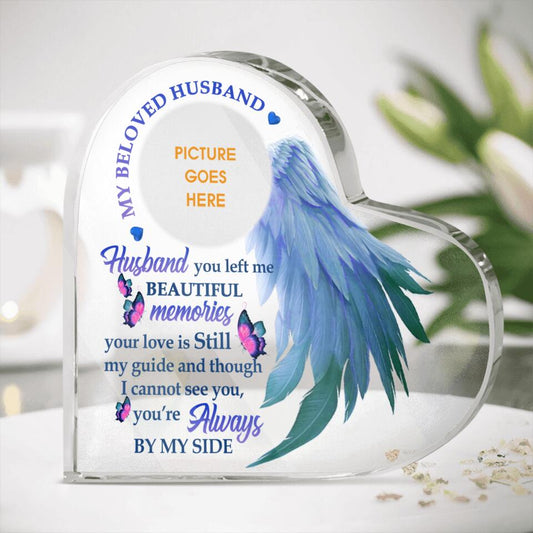 Personalized Memorial Heart Crystal My Beloved Husband For Wife Heart Crystal Custom Memorial Gift M604