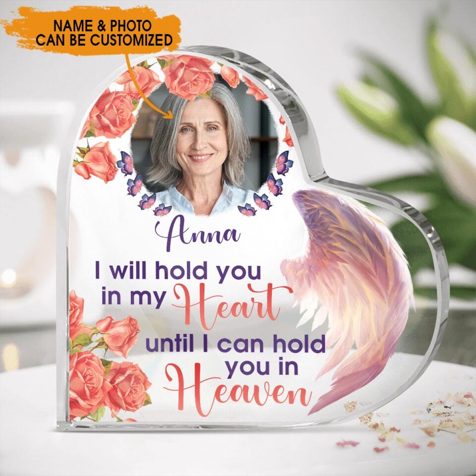 Personalized Memorial Heart Crystal Keepsake I Will Hold You in My Heart Until I Can Hold You in Heaven Custom Memorial Gift M615