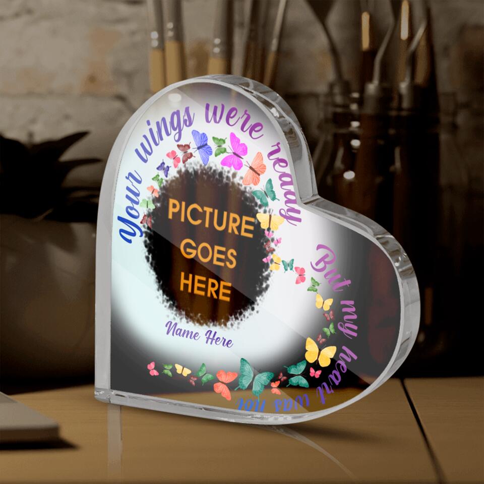 Personalized Memorial Heart Crystal Keepsake Your Wings Were Ready But My Heart Was Not Custom Memorial Gift M613