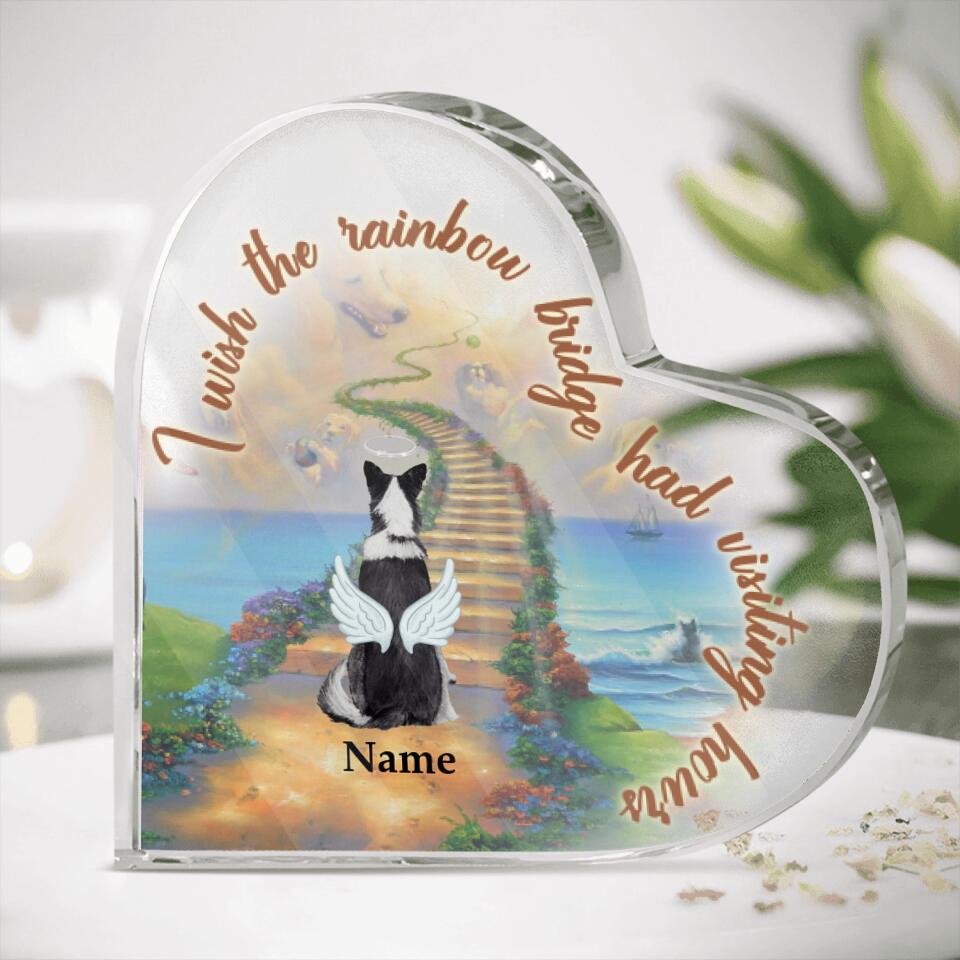 Personalized Pet Memorial Heart Crystal Keepsake I Wish The Rainbow Bridge Had Visiting Custom Memorial Gift M611