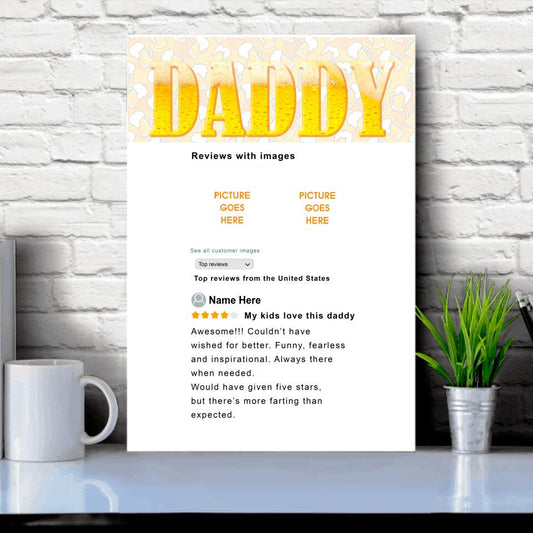 Personalized Dad Portrait Canvas Daddy Reviews Beer Canvas Custom Father's Day Gift F168