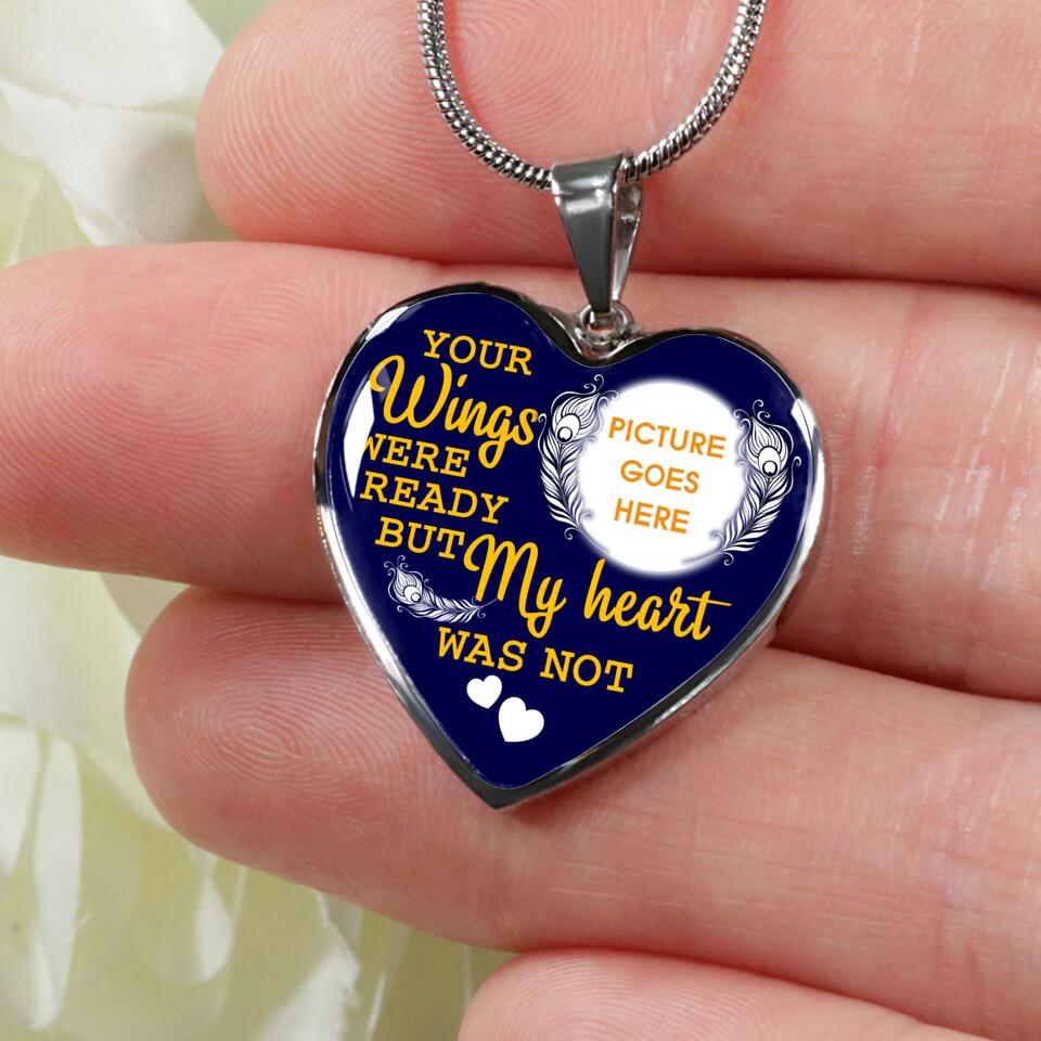 Personalized Memorial Heart Necklace Your Wings Were Ready For Mom Dad Grandma Daughter Son Custom Memorial Gift M489B