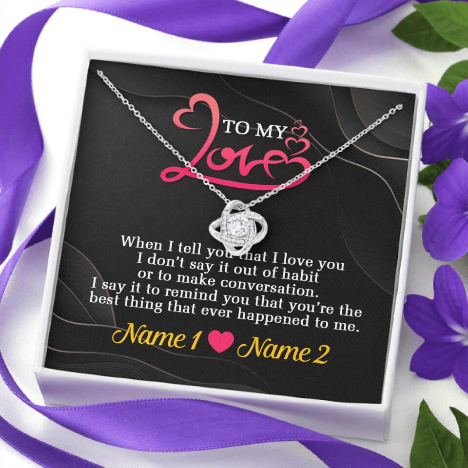Personalized Valentine Wife Love Knot Necklace To My Love Gift For Wife Custom Family Gift F73