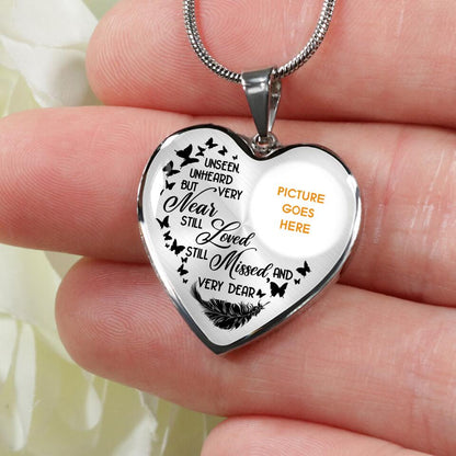 Personalized Memorial Heart Necklace Unseen Unheard But Very Near For Mom Dad Grandma Daughter Son Custom Memorial Gift M549