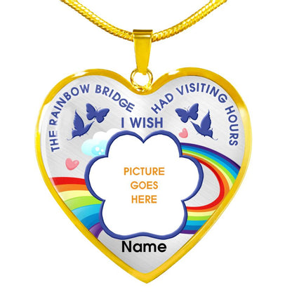 Personalized Pet Memorial Heart Necklace I Wish The Rainbow Bridge Custom Memorial Dog Gift M617