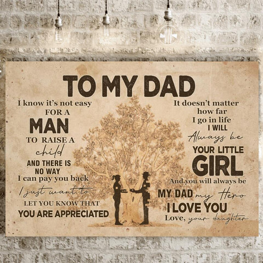 Dad Landscape Canvas To My Dad Love Your Daughter Canvas Father Day Gift F170