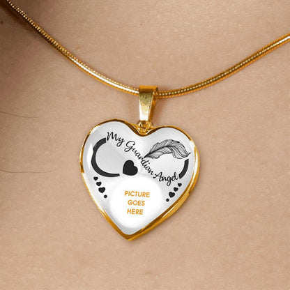 Personalized Memorial Heart Necklace My Guardian Angel For Dad Mom Family Custom Memorial Gift M619