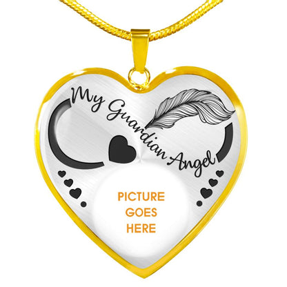 Personalized Memorial Heart Necklace My Guardian Angel For Dad Mom Family Custom Memorial Gift M619