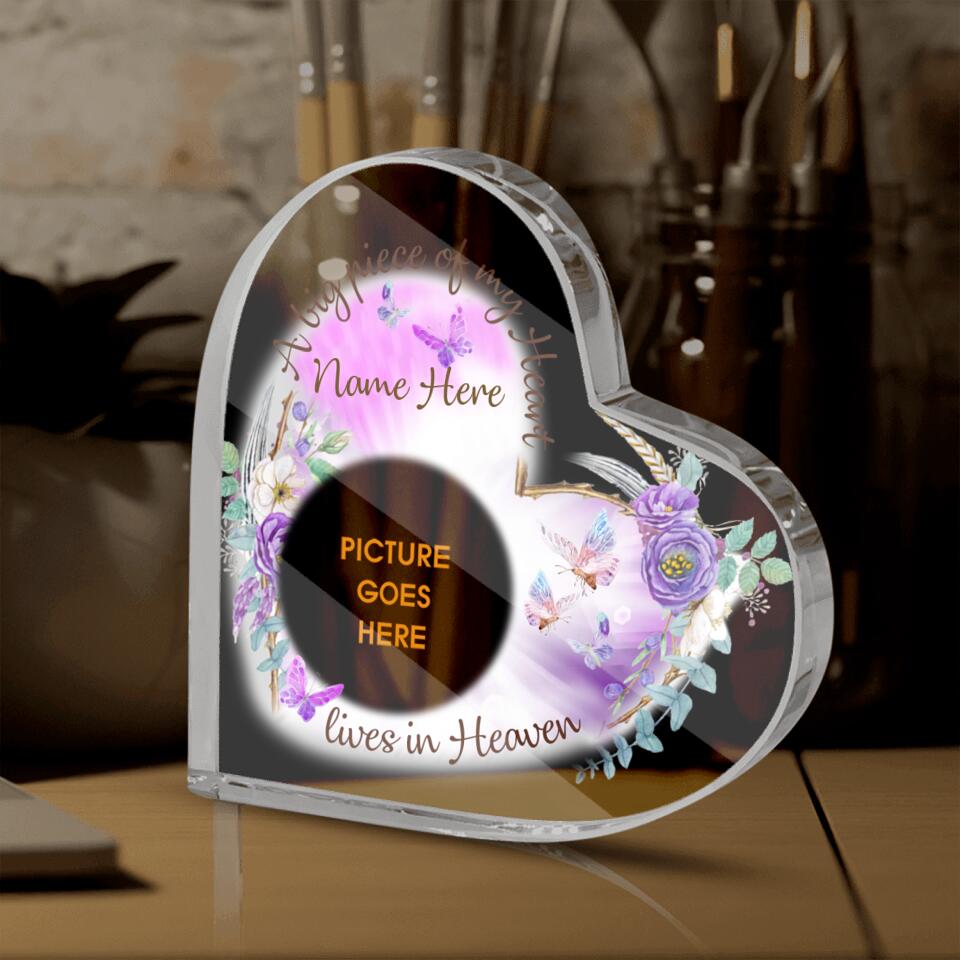 Personalized Memorial Heart Crystal Keepsake A Big Piece Of My Heart Lives In Heaven Custom Memorial Gift M620