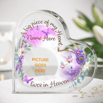 Personalized Memorial Heart Crystal Keepsake A Big Piece Of My Heart Lives In Heaven Custom Memorial Gift M620