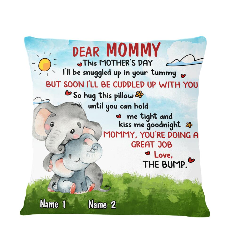 Personalized Mom Pillow Dear Mommy Elephant Dinosaur Bear Pillow 18x18 Custom Mother's Day Gift F162