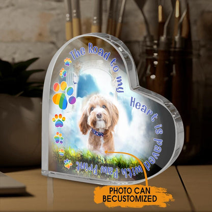 Personalized Pet Memorial Heart Crystal Keepsake The Road To My Heart Is Paved With Paw Custom Dog Memorial Gift M621