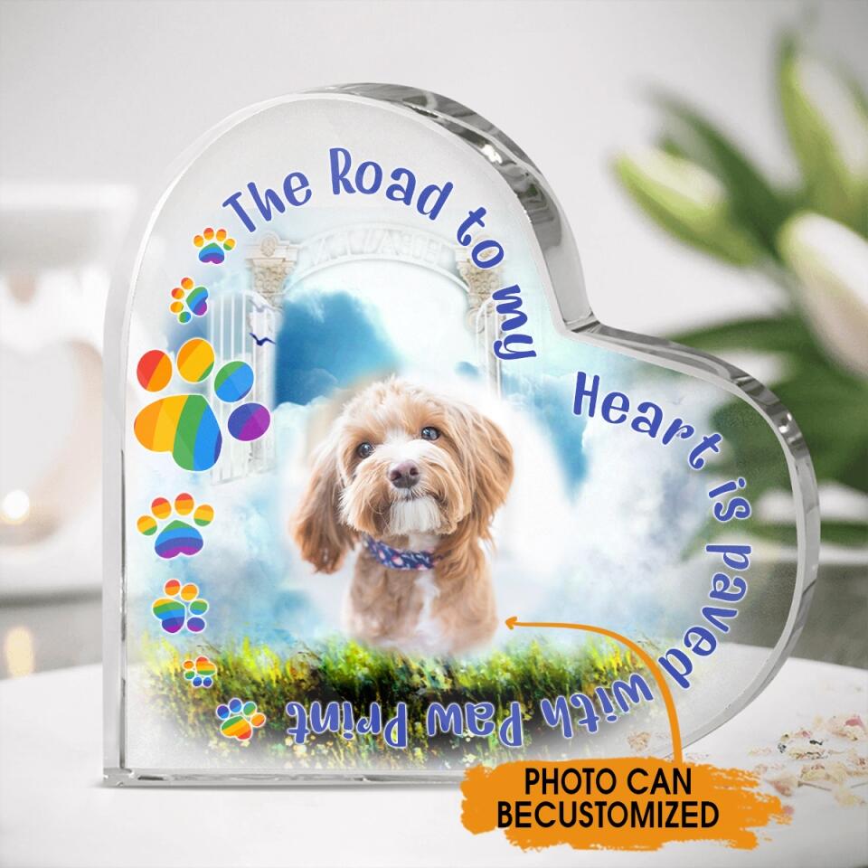 Personalized Pet Memorial Heart Crystal Keepsake The Road To My Heart Is Paved With Paw Custom Dog Memorial Gift M621