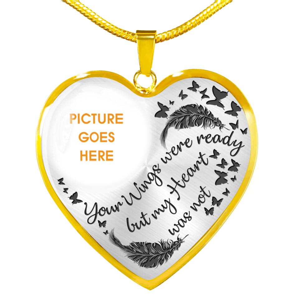 Personalized Memorial Heart Necklace Your Wings Were Ready Necklace Custom Memorial Gift M623