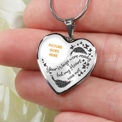 Personalized Memorial Heart Necklace Your Wings Were Ready Necklace Custom Memorial Gift M623