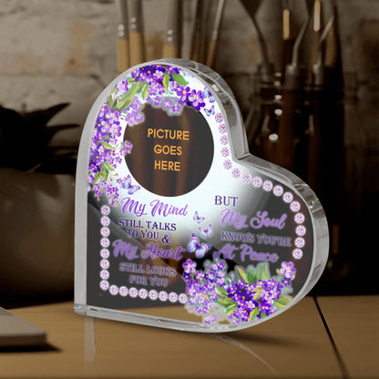 Personalized Memorial Heart Crystal Keepsake My Mind Still Talks To You Custom Memorial Gift M627