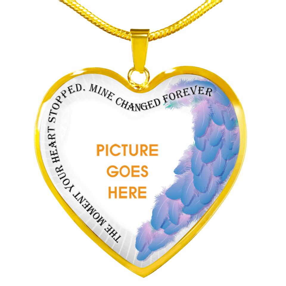 Personalized Memorial Heart Necklace The Moment Your Heart Stopped Mine Changed Custom Memorial Gift M628