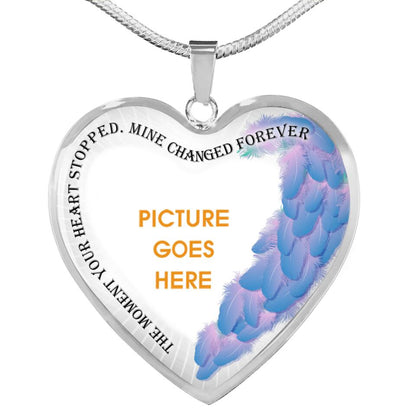 Personalized Memorial Heart Necklace The Moment Your Heart Stopped Mine Changed Custom Memorial Gift M628