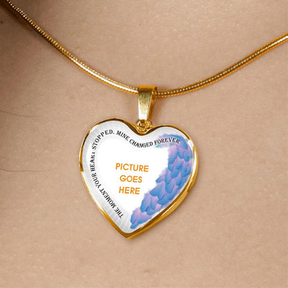 Personalized Memorial Heart Necklace The Moment Your Heart Stopped Mine Changed Custom Memorial Gift M628