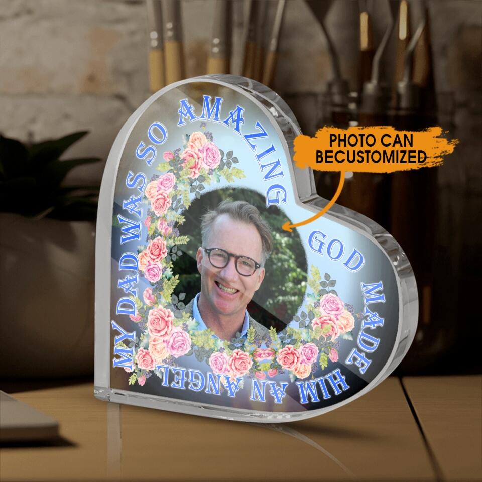 Personalized Memorial Heart Crystal Keepsake My Dad/Mom Was So Amazing Custom Memorial Gift M624