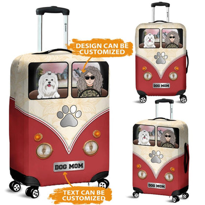 Personalized Dog Luggage Cover Dog And Dog Mom Traveling Custom Luggage Cover D23