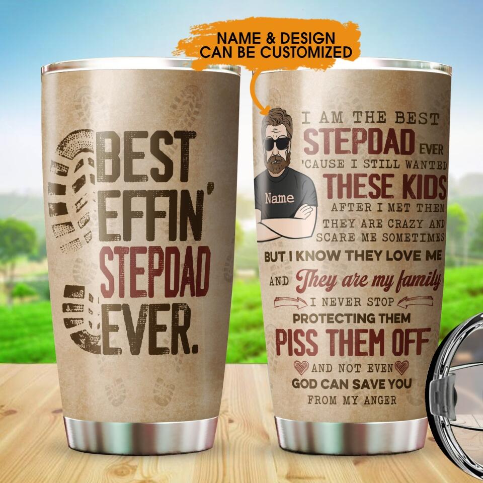 Personalized Dad Tumbler Best Effin Step Dad Ever Tumbler Custom Step Dad Gift F177