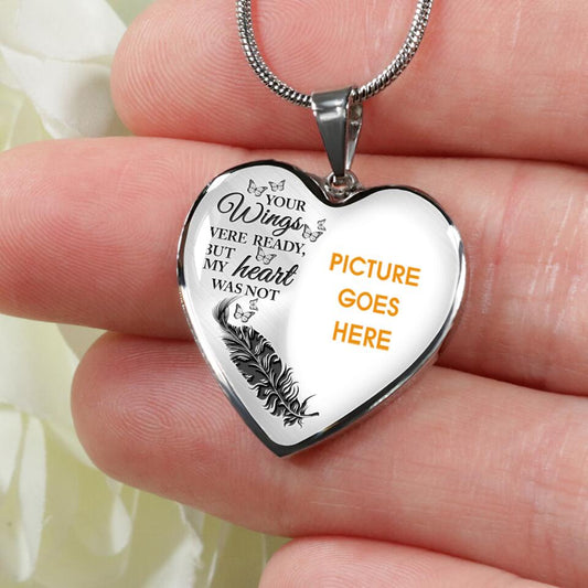 Personalized Memorial Heart Necklace Your Wings Were Ready Custom Memorial Gift M639