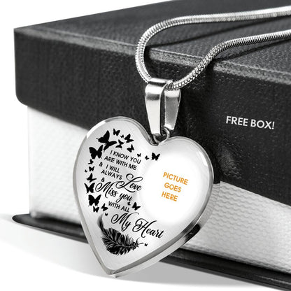 Personalized Memorial Heart Necklace I Know You Are With Me Butterfly Custom Memorial Gift M637