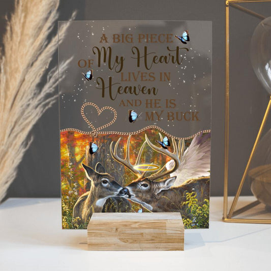 Personalized Memorial Rectangle Plaque A Piece Of My Heart Custom Hunting Gift M654