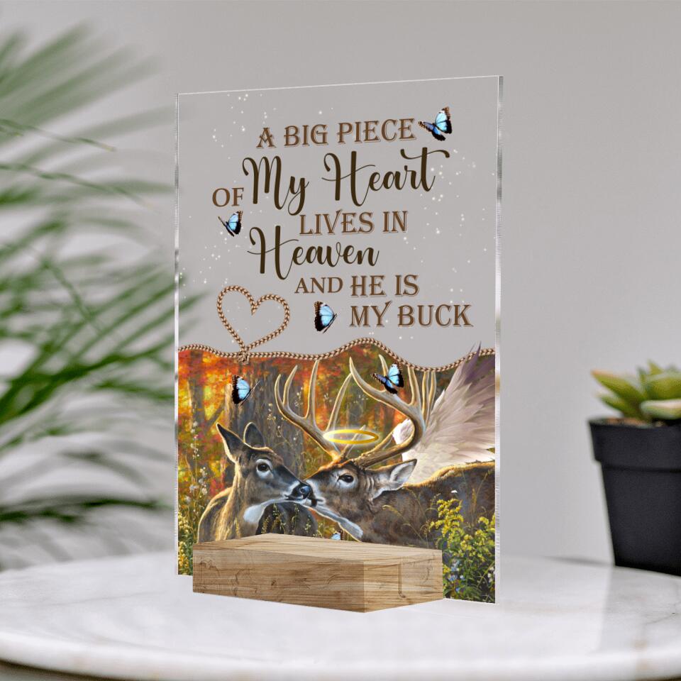 Personalized Memorial Rectangle Plaque A Piece Of My Heart Custom Hunting Gift M654