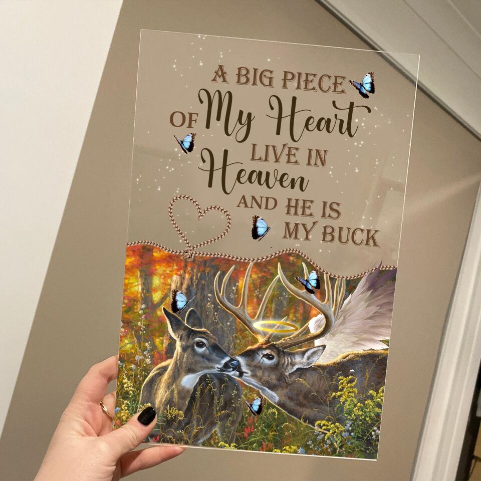 Personalized Memorial Rectangle Plaque A Piece Of My Heart Custom Hunting Gift M654