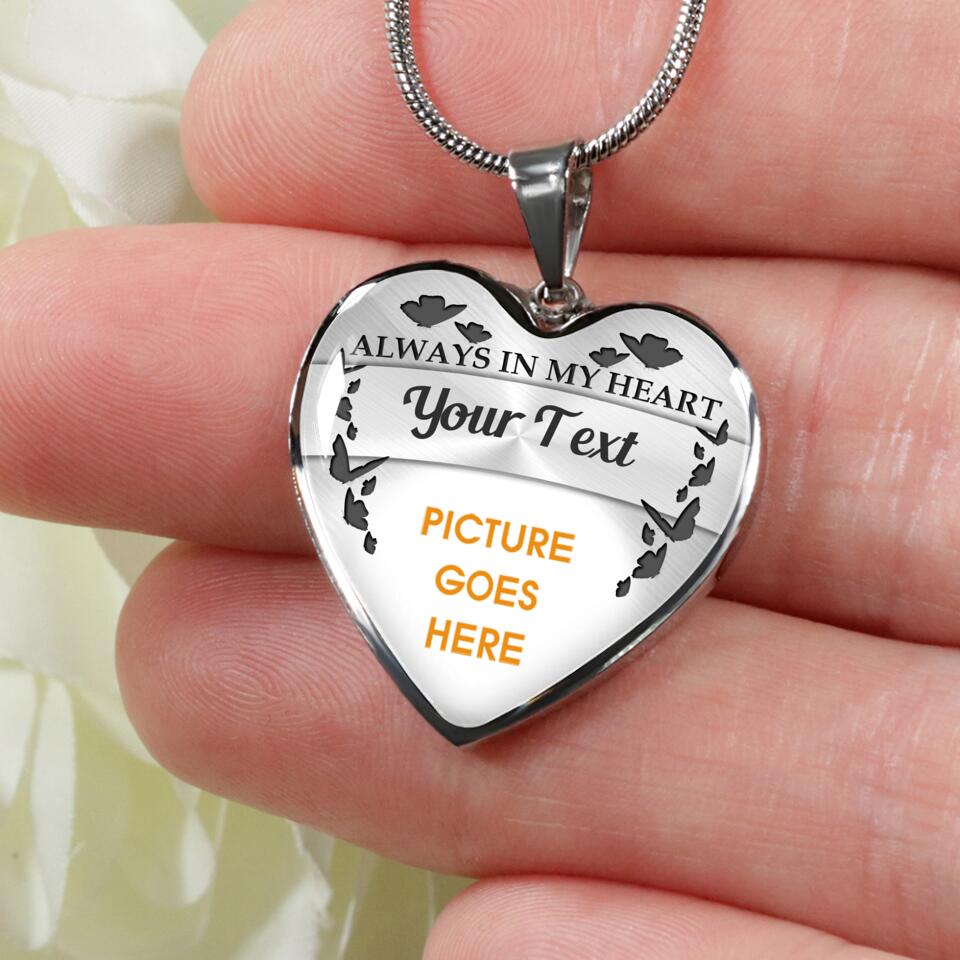 Personalized Memorial Heart Necklace Always In My Heart Custom Memorial Gift M657