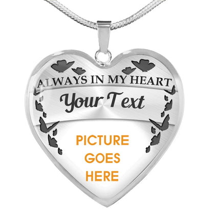 Personalized Memorial Heart Necklace Always In My Heart Custom Memorial Gift M657