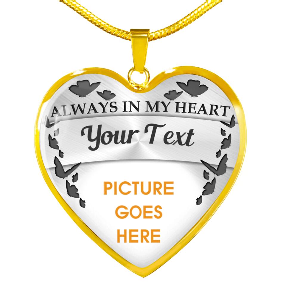 Personalized Memorial Heart Necklace Always In My Heart Custom Memorial Gift M657