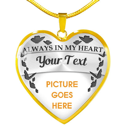 Personalized Memorial Heart Necklace Always In My Heart Custom Memorial Gift M657