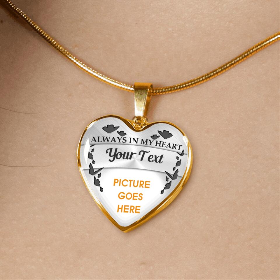 Personalized Memorial Heart Necklace Always In My Heart Custom Memorial Gift M657