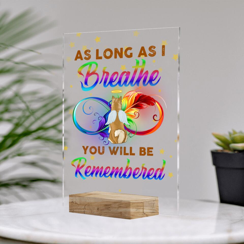 Personalized Memorial Rectangle Plaque As Long As I Breathe Custom Dog Memorial Gift M660