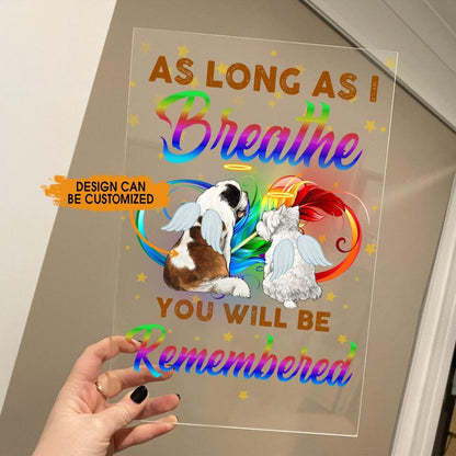 Personalized Memorial Rectangle Plaque As Long As I Breathe Custom Dog Memorial Gift M660