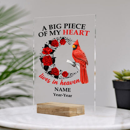 Personalized Memorial Rectangle Plaque A Big Piece Of My Heart Custom Memorial Gift M663