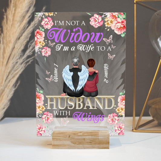 Personalized Memorial Rectangle Plaque Im Not A Widow Husband Wings Custom Memorial Gift M665