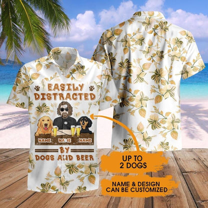 Personalized Dog Hawaii T-shirt Easily Distracted Dogs And Beer Custom Dog Gift D26