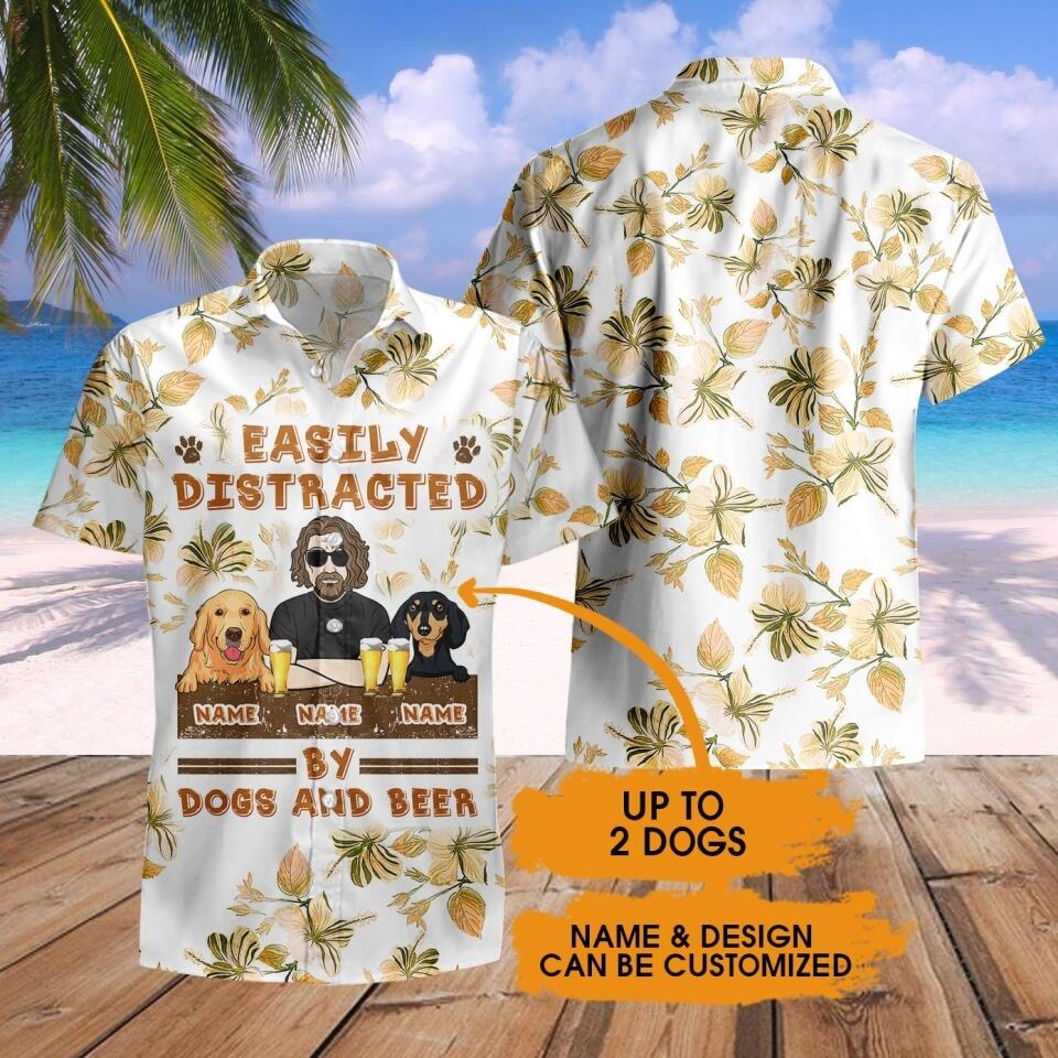 Personalized Dog Hawaii T-shirt Easily Distracted Dogs And Beer Custom Dog Gift D26