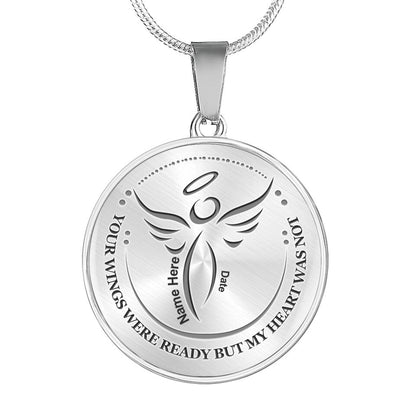 Personalized Memorial Round Necklace Your Wings Were Ready Custom Memorial Gift M672