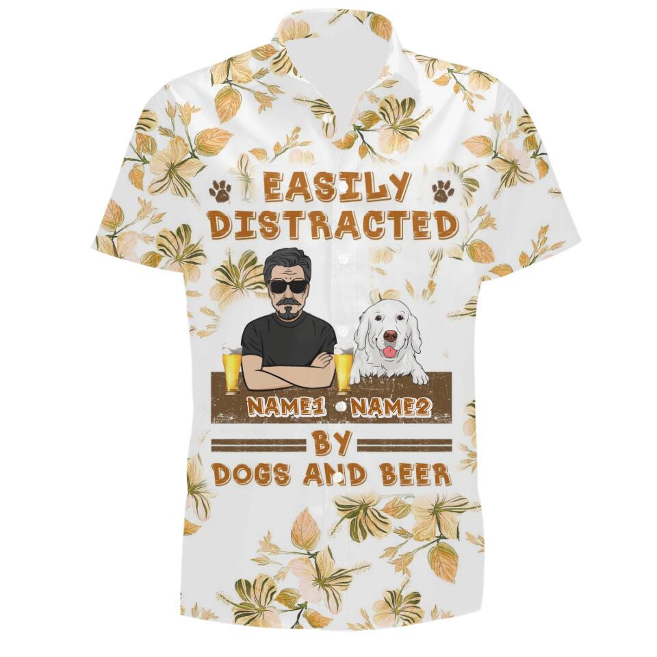 Personalized Dog Hawaii T-shirt Easily Distracted Dogs And Beer Custom Dog Gift D26