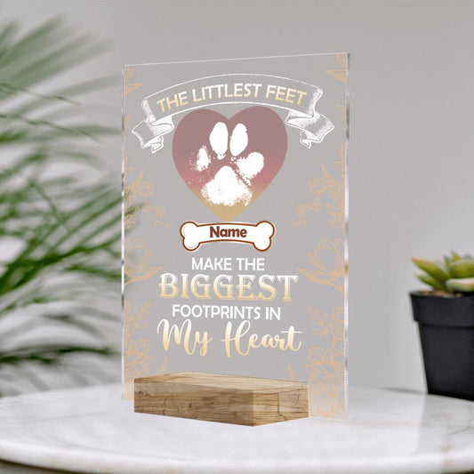 Personalized Memorial Rectangle Plaque The Littlest Feet Custom Dog Memorial Gift M673