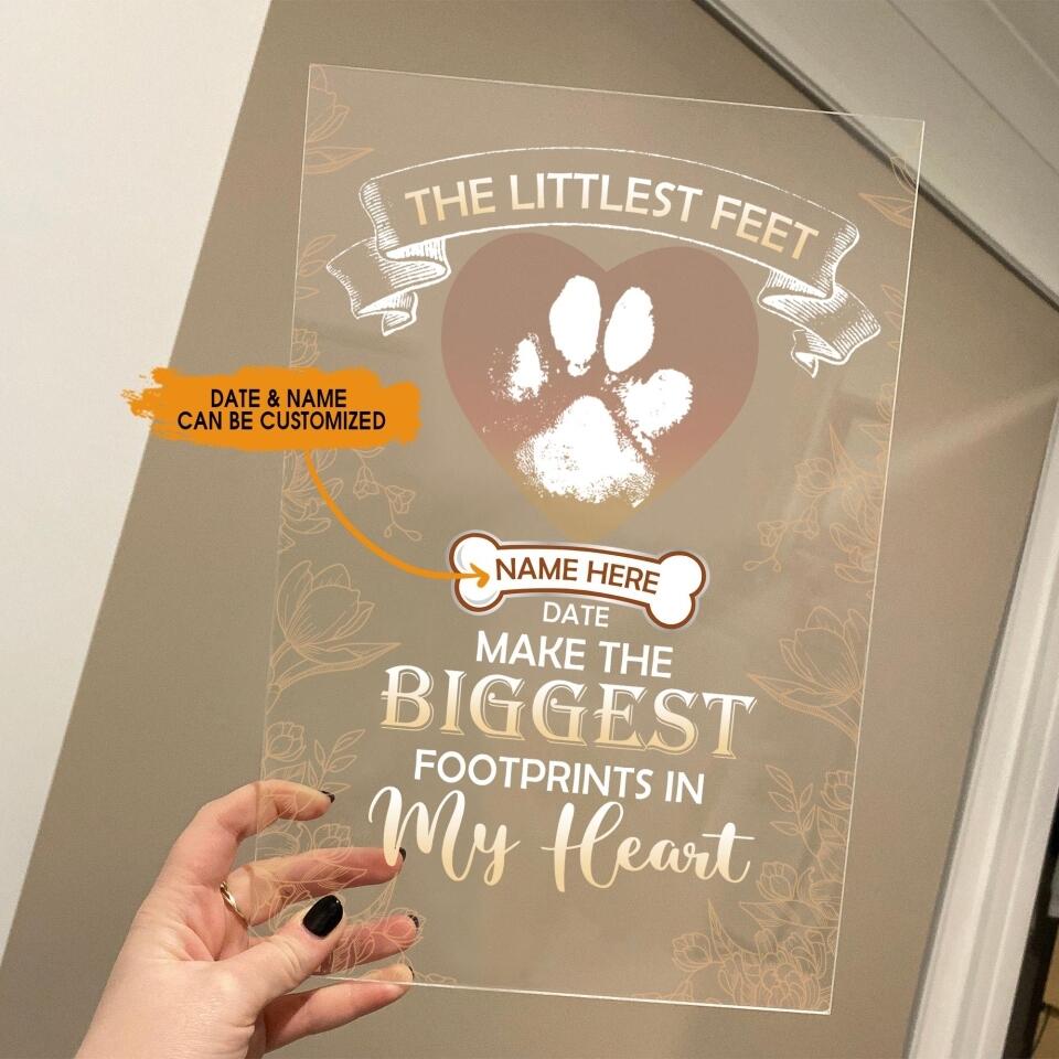 Personalized Memorial Rectangle Plaque The Littlest Feet Custom Dog Memorial Gift M673