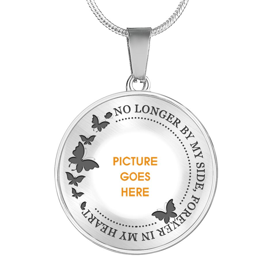 Personalized Memorial Round Necklace No Longer By My Side Custom Memorial Gift M674