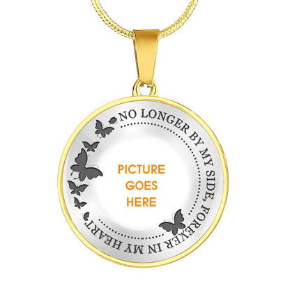 Personalized Memorial Round Necklace No Longer By My Side Custom Memorial Gift M674