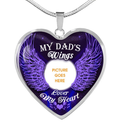 Personalized Memorial Heart Necklace Wings Cover My Heart Custom Memorial Gift M671